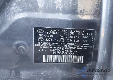 2019 Hyundai Ioniq Hybrid Blue from USA, damaged, VIN KMHC65LC3KU113964